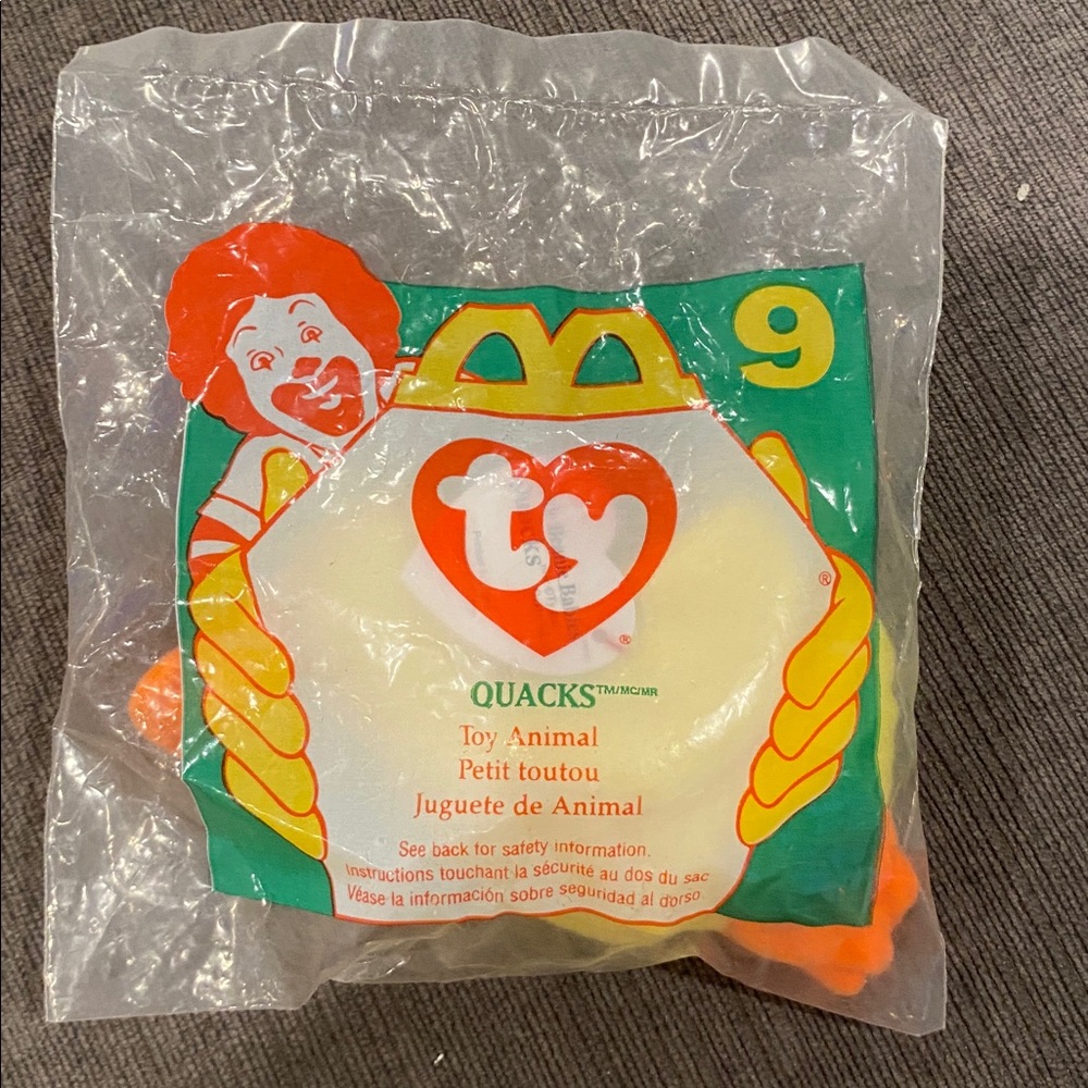 1996 McDonald’s TY Beanie Baby Happy Meal Toy - Quacks the Duck babies toys kids